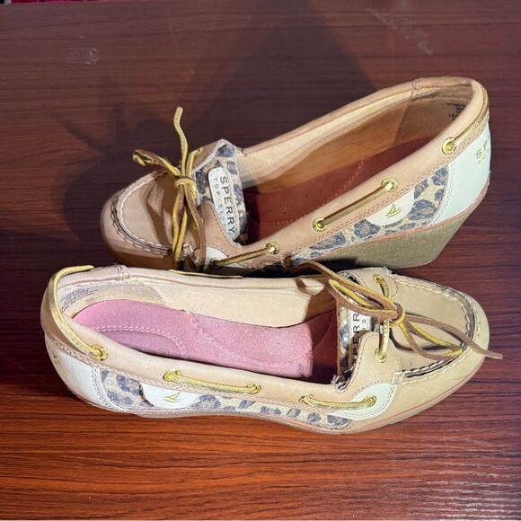 Sperry Loafers Women’s Size 9.5 Leopard Print Suede Wedge Slip On Casual - Picture 3 of 5